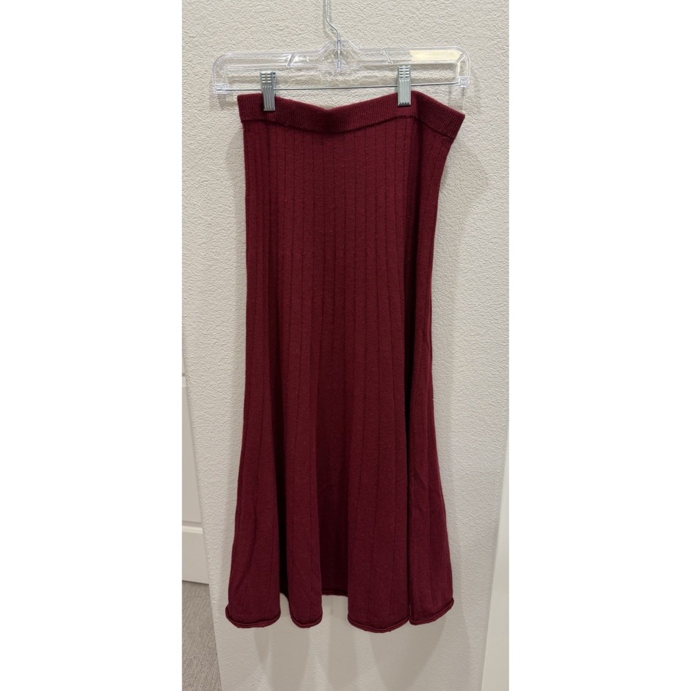 Banana Republic Dk Red Pleated Merino Wool Maxi Skirt XS Preppy Fall - Picture 2 of 4
